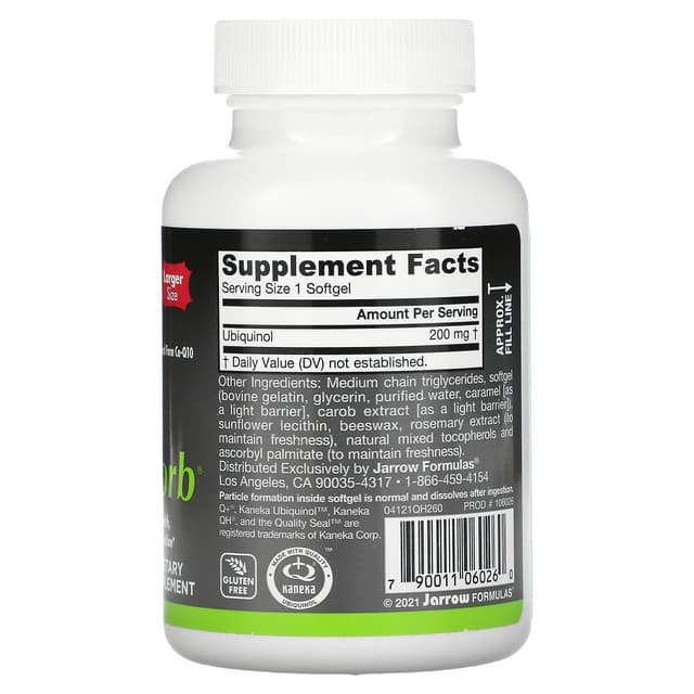 Jarrow Formulas, Убихинол, QH-Absorb, 200 мг, 30 мягких таблеток