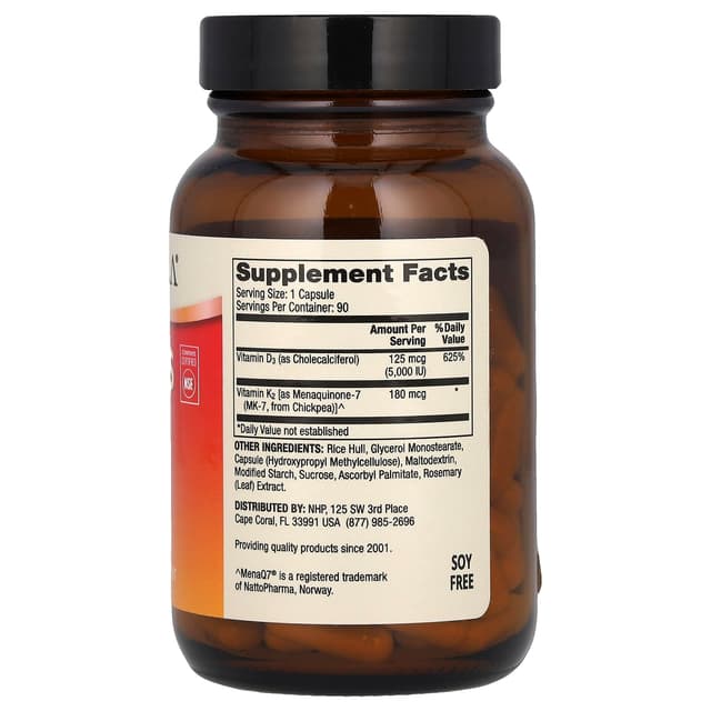 Dr. Mercola, витамины D3 и K2, 90 капсул