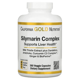 California Gold Nutrition, силимариновый комплекс для здоровья печени: расторопша, куркумин, артишок, одуванчик, имбирь и черный перец, 360 растительных капсул