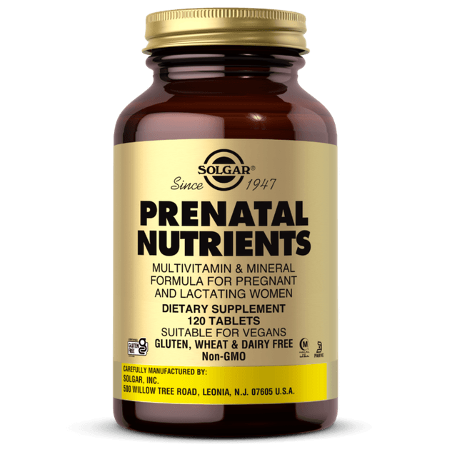 Solgar Prenatal Nutrients, 120 таблеток - Мультивитаминная и минеральная формула для беременных и кормящих женщин - Содержит цинк, кальций, железо, фолиевую кислоту, витамины С и Е - Веганский, без глютена