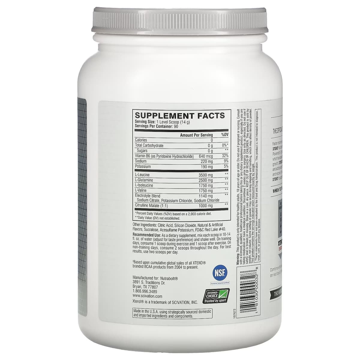 Xtend, The Original, 7 г аминокислот с разветвленной цепью (BCAA), со вкусом клубники и киви, 1,26 кг