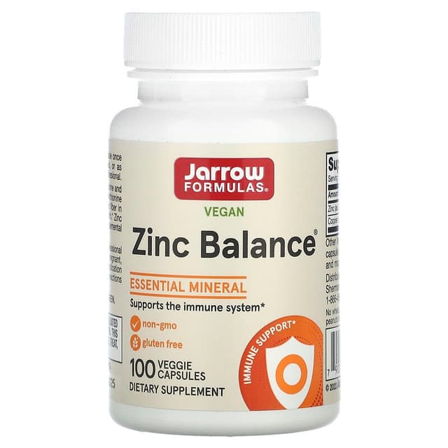 Jarrow Formulas, Zinc Balance, (Цинк баланс)100 вегетарианских капсул срок 2025.10