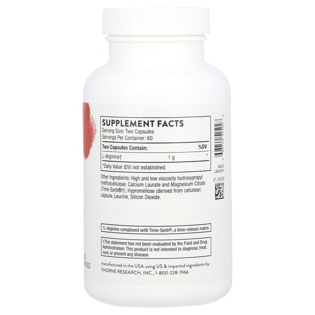 Thorne L-Arginine , Аргинин 1000 мг 120 капсул