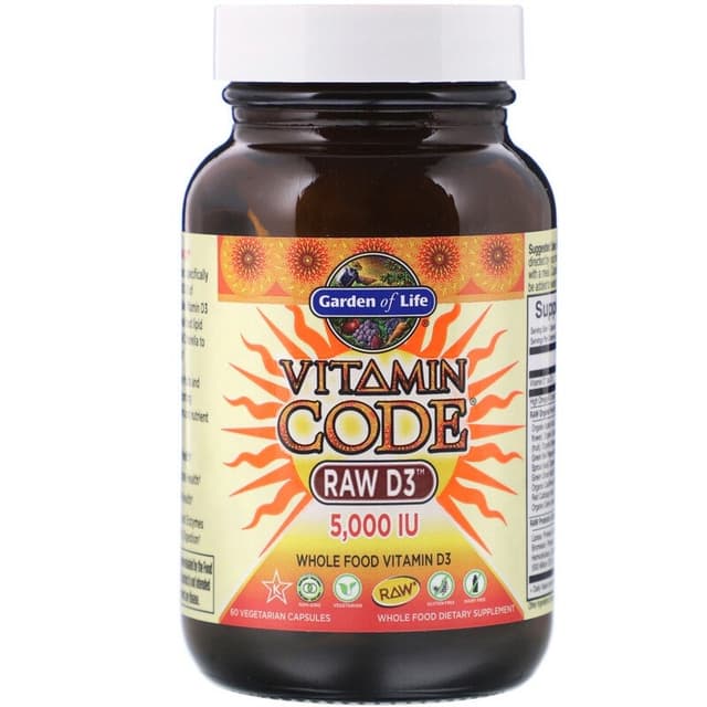 Garden of Life, Vitamin Code, Raw D3, 5000 МЕ, 60 вегетарианских капсул