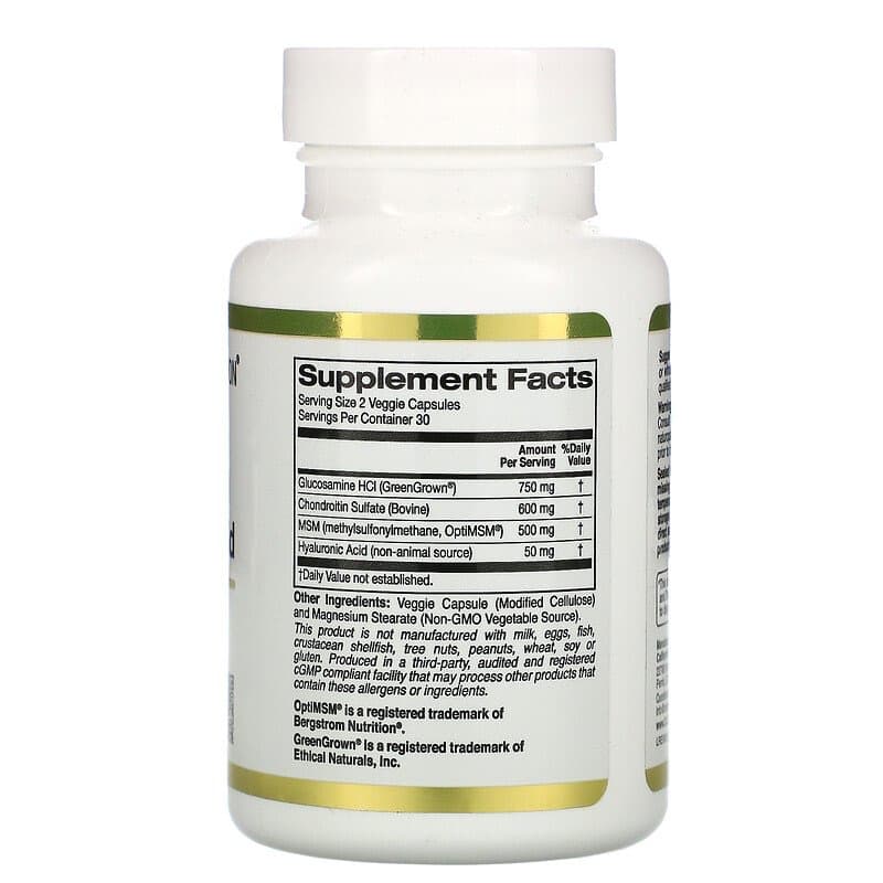 California Gold Nutrition, глюкозамин, хондроитин и МСМ с гиалуроновой кислотой, 60 растительных капсул (Копировать)
