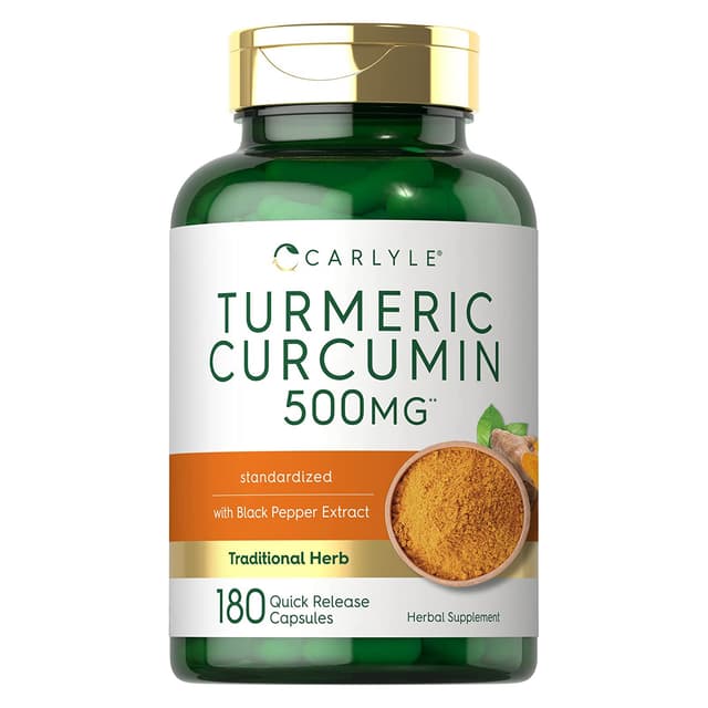Carlyle - куркумин куркумы с биоперином | 500 мг | 180 капсул с порошком | Комплекс поддержки суставов с черным перцем | Добавка без ГМО, без глютена