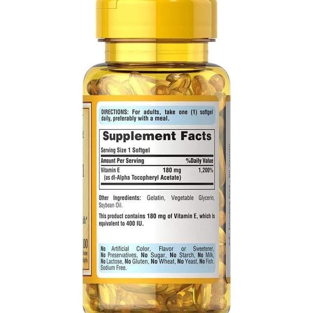 Puritan’s Pride Витамин E-180 мг (400 МЕ) 100 шт