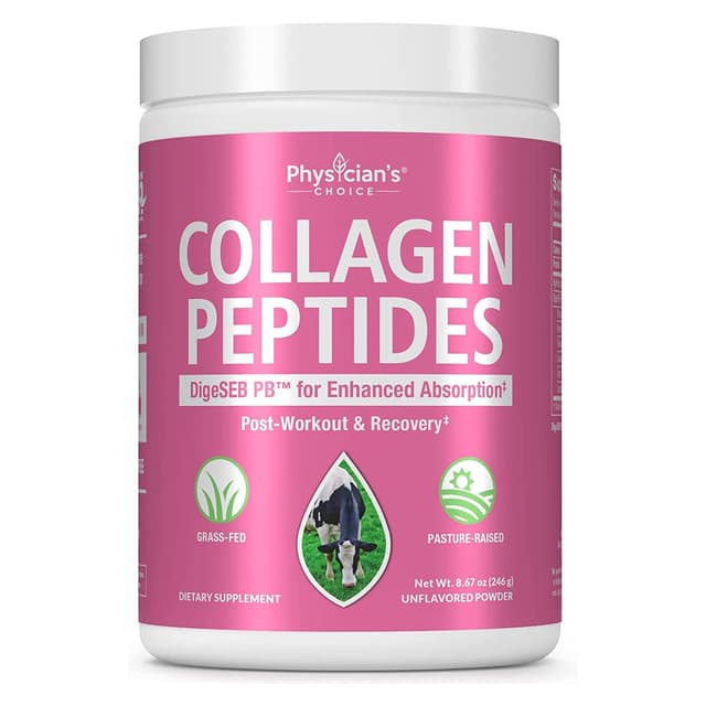 Порошок коллагеновых пептидов, максимальная абсорбция, поддерживает волосы, кожу, ногти, суставы и восстановление после тренировки, гидролизованный белок (тип I и III) с пищеварительными ферментами, травяной откорм, без ГМО, без глютена