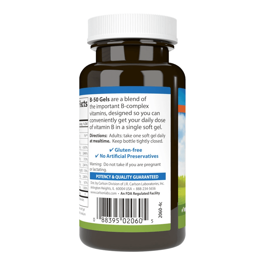 Carlson Labs, Гелиевые капсулы B-50, 50 штук