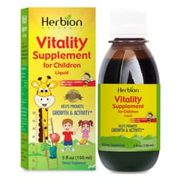 Добавка для повышения жизненной силы для детей Herbion Naturals: способствует росту и аппетиту, снимает усталость, улучшает умственную и физическую работоспособность, повышает энергию, 5 жидких унций, для детей от 1 года