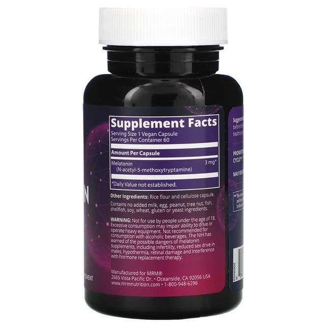MRM, мелатонин, 3 мг, 60 веганских капсул