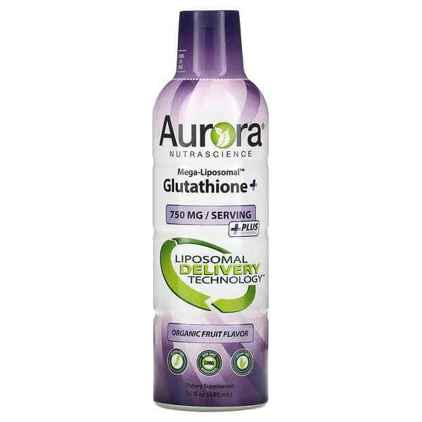 Aurora Nutrascience, мегалипосомальный глутатион+, с витамином C, со вкусом органических фруктов, 750 мг, 480 мл