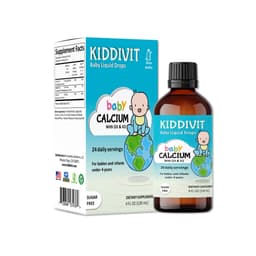 Kiddivit Baby Жидкие кальциевые капли с витамином D3 и K2-24, ежедневная порция, 4 жидких унции (120 мл) - Обогащенный инулин (пребиотик, пищевая клетчатка) - Без сахара, без глютена, подходит для вегетарианцев