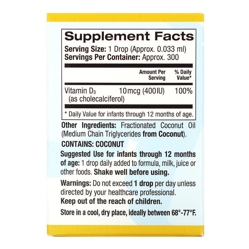 California Gold Nutrition, витамин D3 в каплях для детей, 400 МЕ, 10 мл
