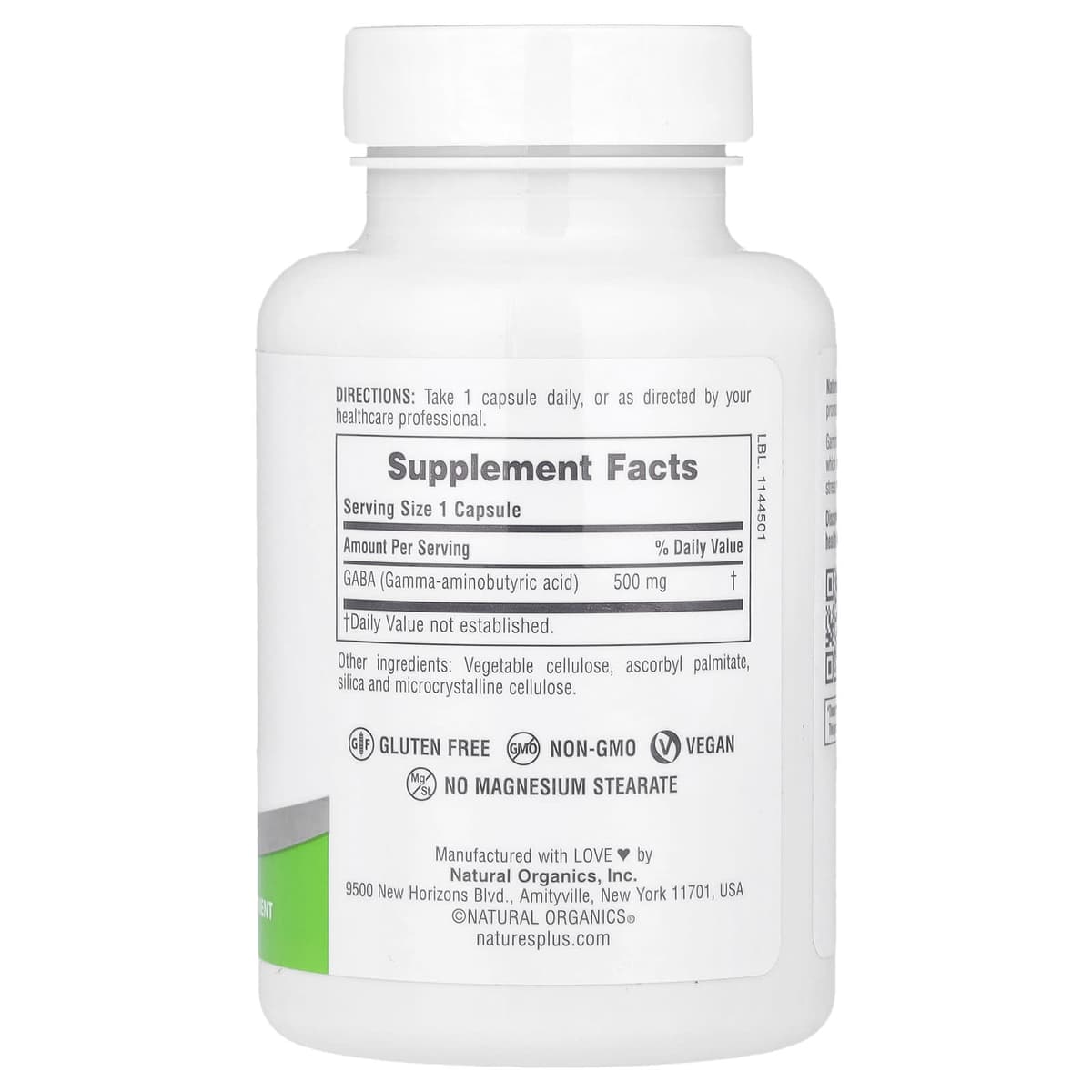 NaturesPlus, PRO GABA, ГАБА 500 мг, 60 капсул