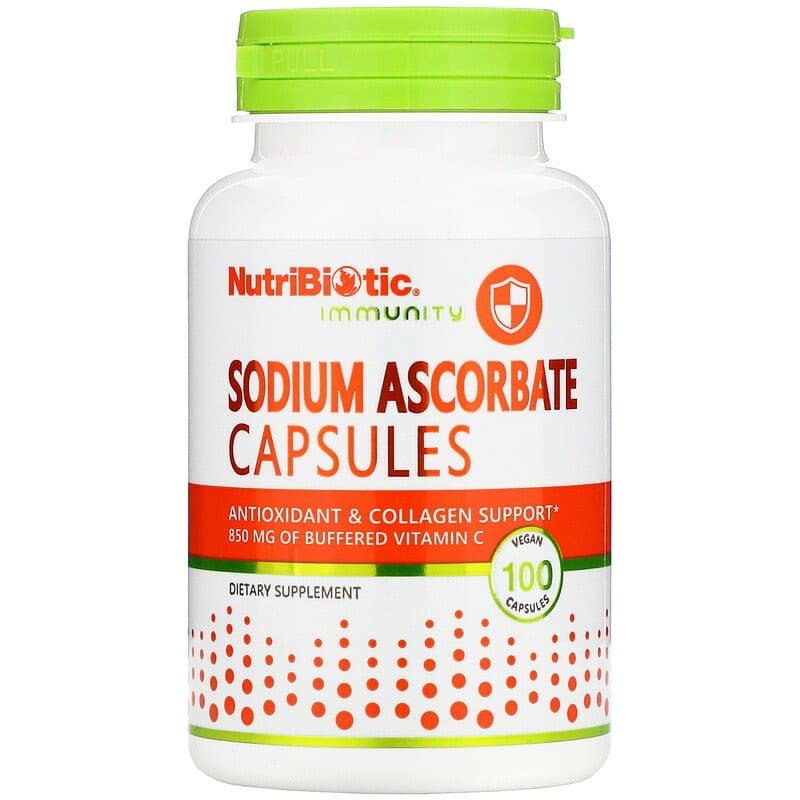 NutriBiotic, Immunity, аскорбат натрия, 100 веганских капсул
