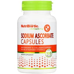 NutriBiotic, Immunity, аскорбат натрия, 100 веганских капсул