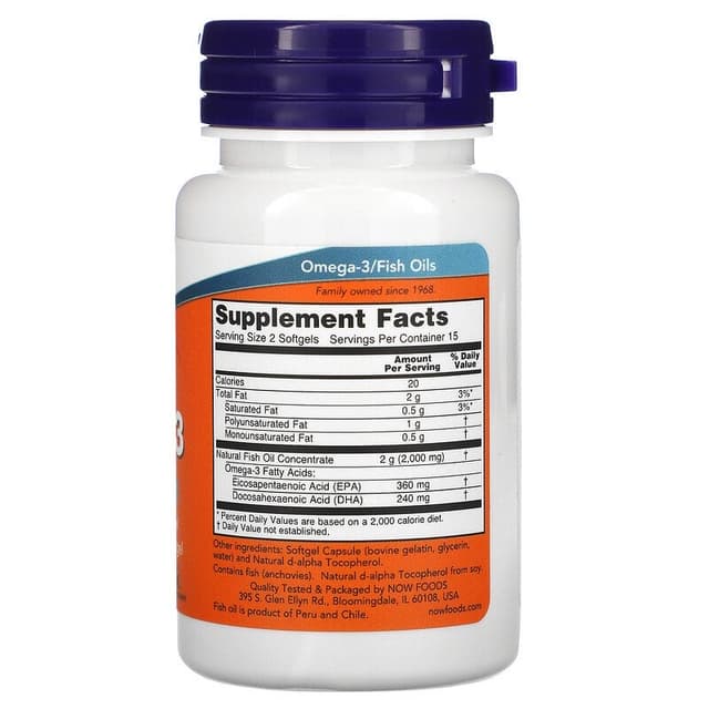 Now Foods, Омега-3, молекулярно-дистиллированные, 30 мягких таблеток
