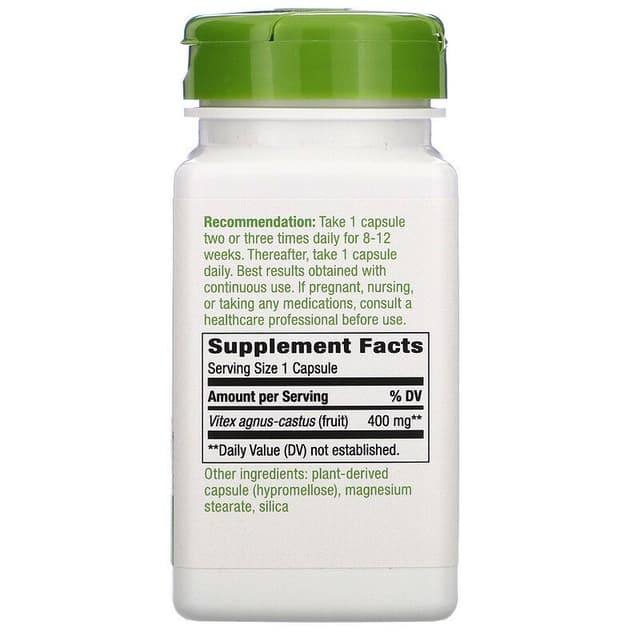 Nature's Way, Плоды витекса, 400 мг, 100 веганских капсул