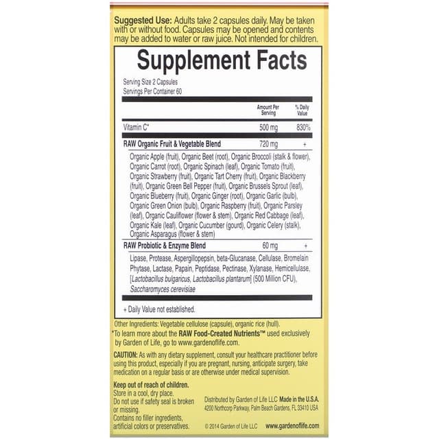 Garden of Life, Vitamin Code, витамин C RAW, 500 мг, 120 веганских капсул