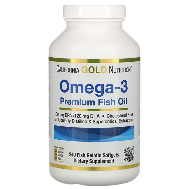 California Gold Nutrition, омега-3, рыбий жир премиального качества, 240 капсул из рыбьего желатина
