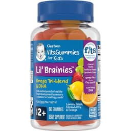 Gerber, Lil Brainies, смесь трех омега жирных кислот и ДГК, мультивитаминная добавка, для детей от 2 лет, 60 жевательных конфет