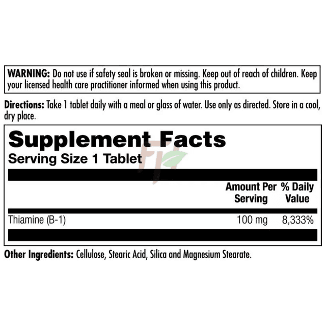 KAL, Витамин В1, Тиамин, 100 мг, 100 таблеток) - Тиамин