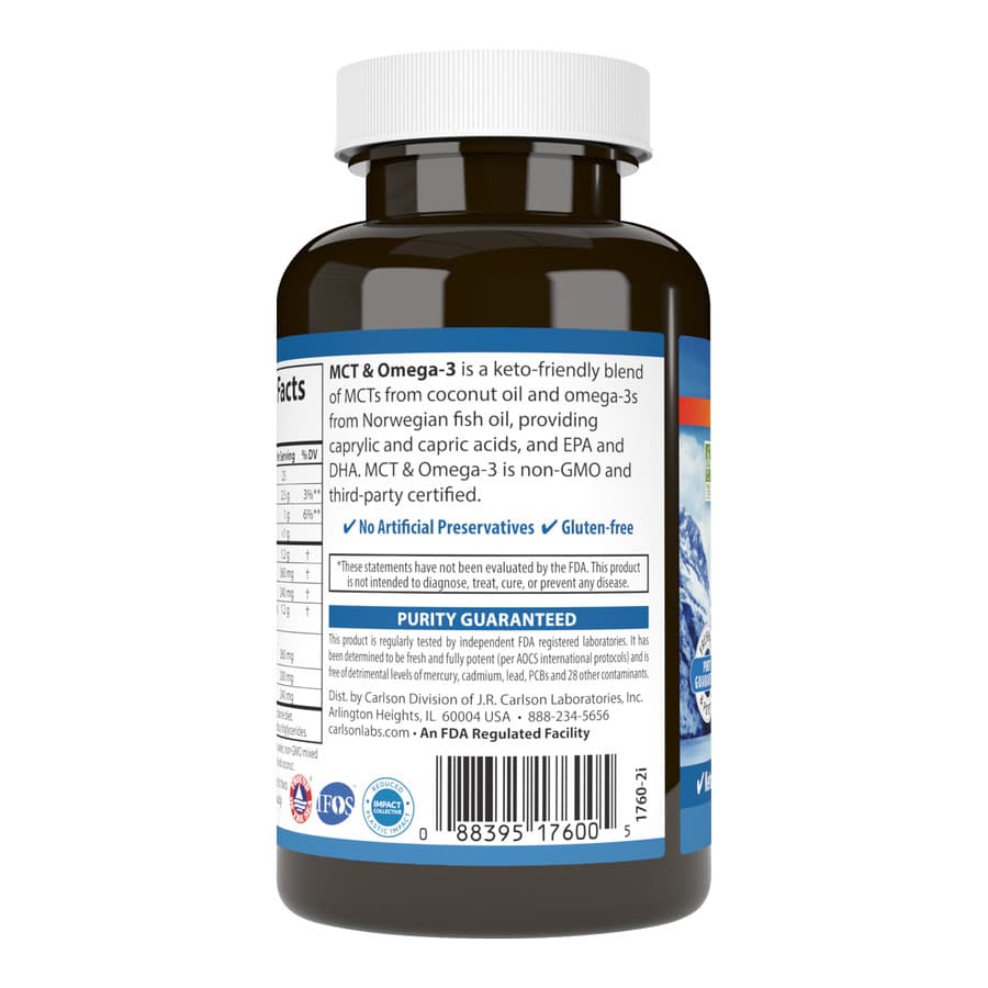 Carlson Labs МСТ и Омега-3, 120 + 30 мягких капсул