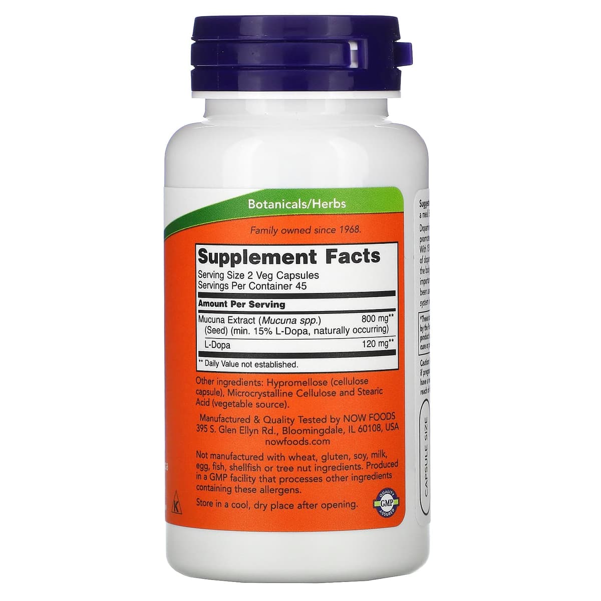 NOW Foods, Dopa Mucuna, 90 растительных капсул