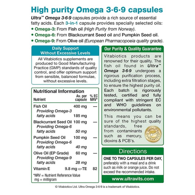 Vitabiotics Ultra Omega 3 6 9, 60 капсул
