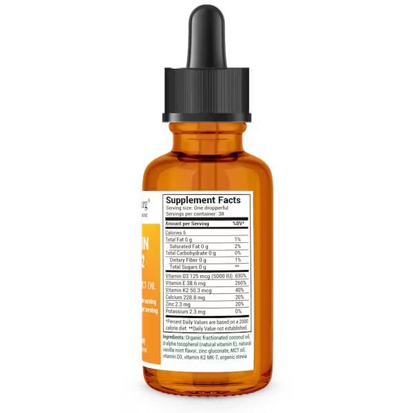 Dr. Berg - Витамин D3 и K2 с цинком и маслом MCT, 29.5 мл