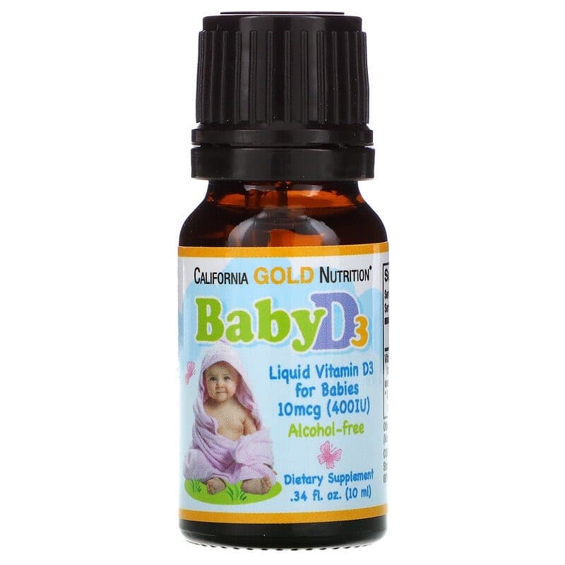 California Gold Nutrition, витамин D3 в каплях для детей, 400 МЕ, 10 мл