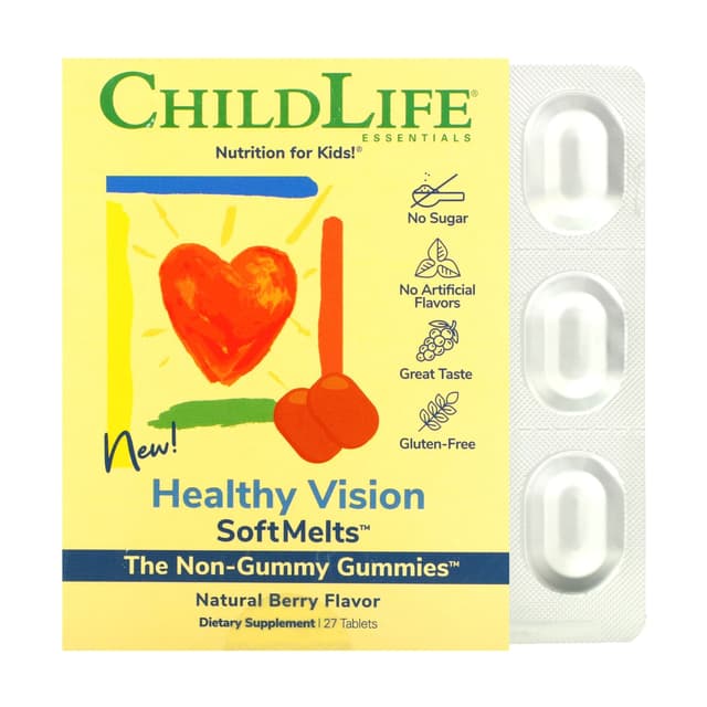 ChildLife Essentials, Healthy Vision SoftMelts, натуральный ягодный вкус, 27 таблеток