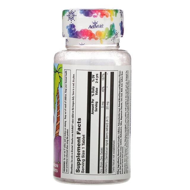 KAL, ActivMelt, растворимые таблетки с цинком и бузиной, ягодное ассорти, 90 микротаблеток