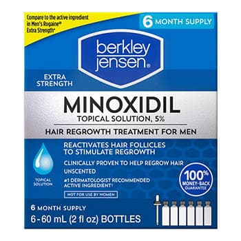 Средство для восстановления роста волос Berkley Jensen для мужчин с миноксидилом, запас на 6 месяцев