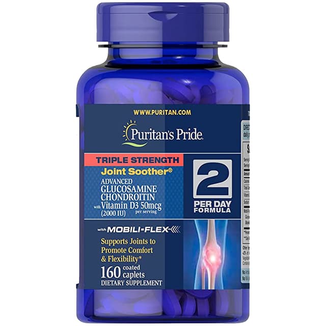 Puritans Pride Triple Strength Glucosamine Chondroitin с витамином D3 в капсулах, 80 шт.