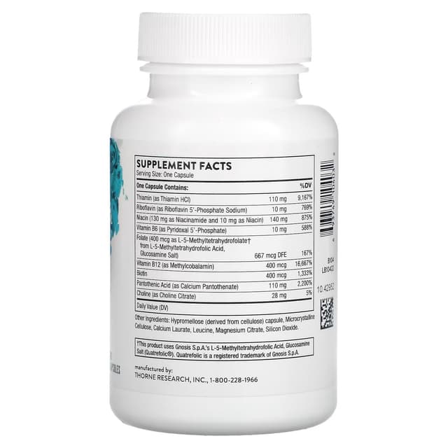 Thorne Research, комплекс основных витаминов группы B, 60 капсул