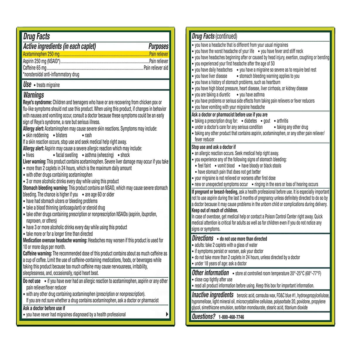 Excedrin Migraine для облегчения боли при мигрени, 200 штук