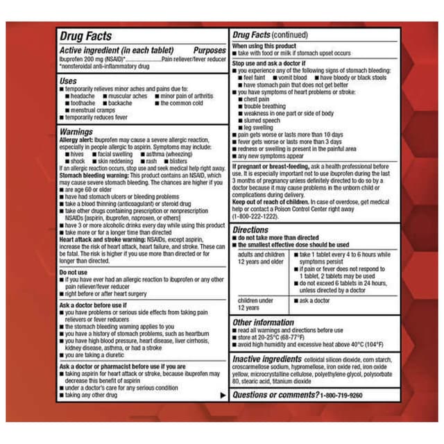 KIRKLAND SIGNATURE Ибупрофен, 1 флакон, 500 таблеток, 1 шт.