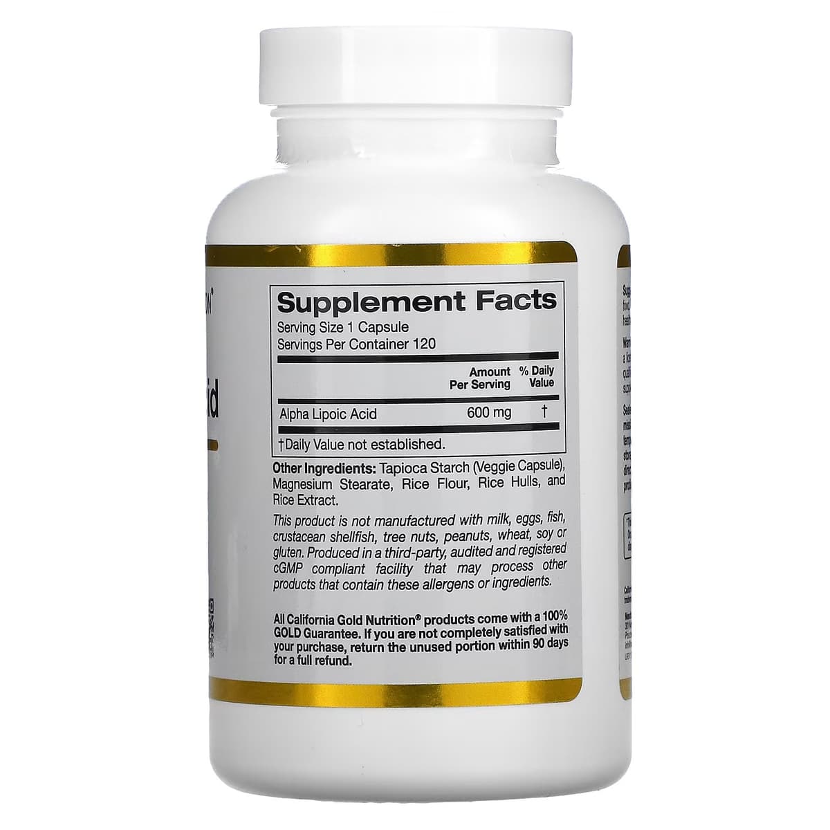 California Gold Nutrition, альфа-липоевая кислота, 600 мг, 120 растительных капсул