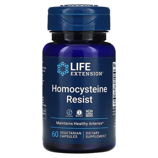 Life Extension, Homocysteine Resist, добавка для поддержания здорового уровня гомоцистеина, 60 капсул