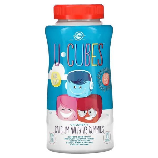 Solgar, U-Cubes, кальций с витамином D3 для детей, со вкусом клубники, 60 жевательных мармеладок