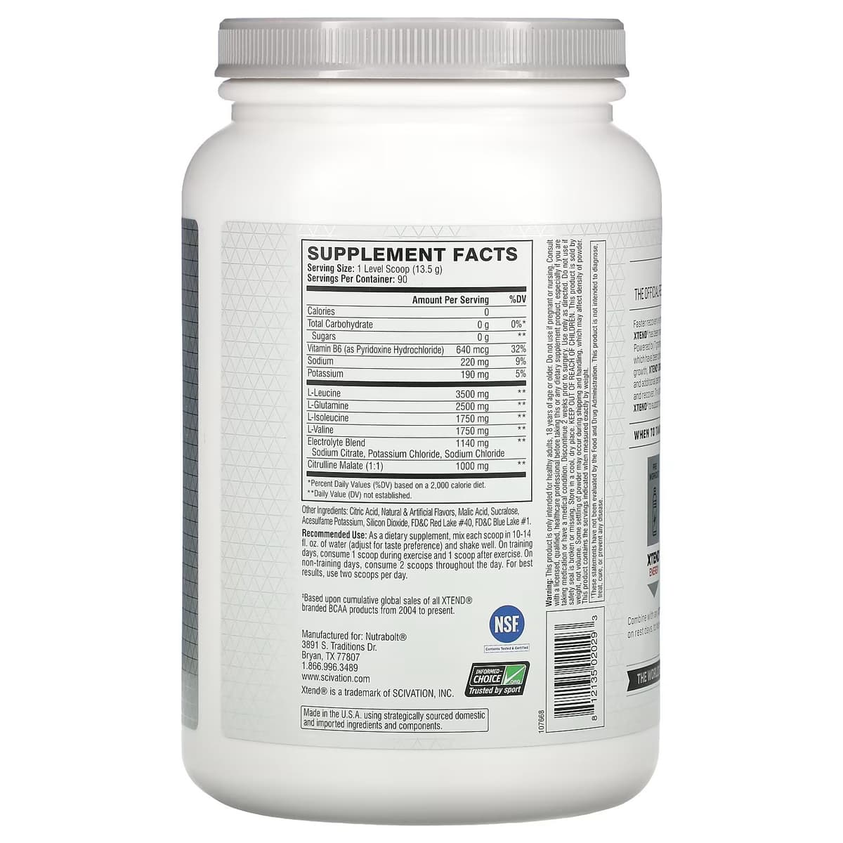 Xtend, The Original, 7 г аминокислот с разветвленными цепями, со вкусом фруктового пунша, 1,22 кг