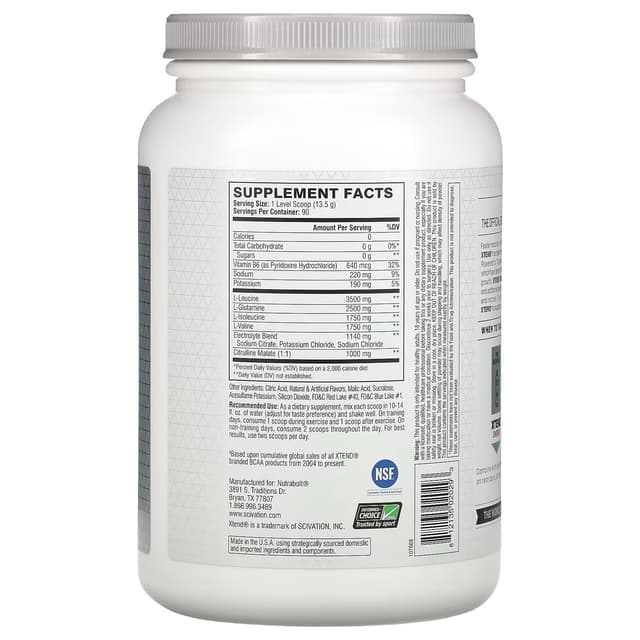 Xtend, The Original, 7 г аминокислот с разветвленными цепями, со вкусом фруктового пунша, 1,22 кг