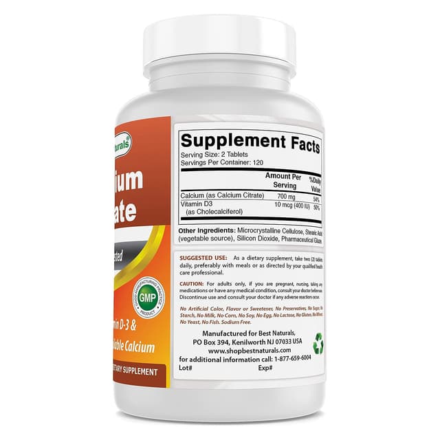 Best Naturals Цитрат кальция с витамином D-3 240, таблеток