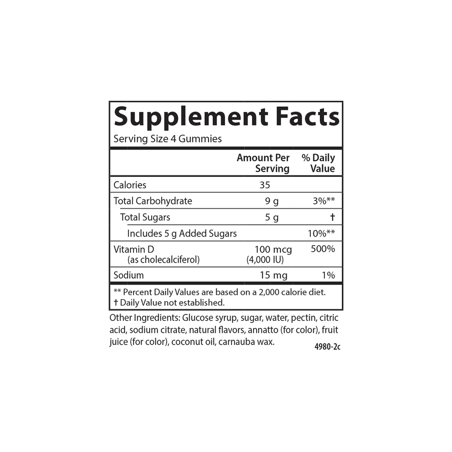 Carlson Super D3 Gummies 4000 IU (100 мкг), различные фруктовые вкусы, 120 жевательных конфет