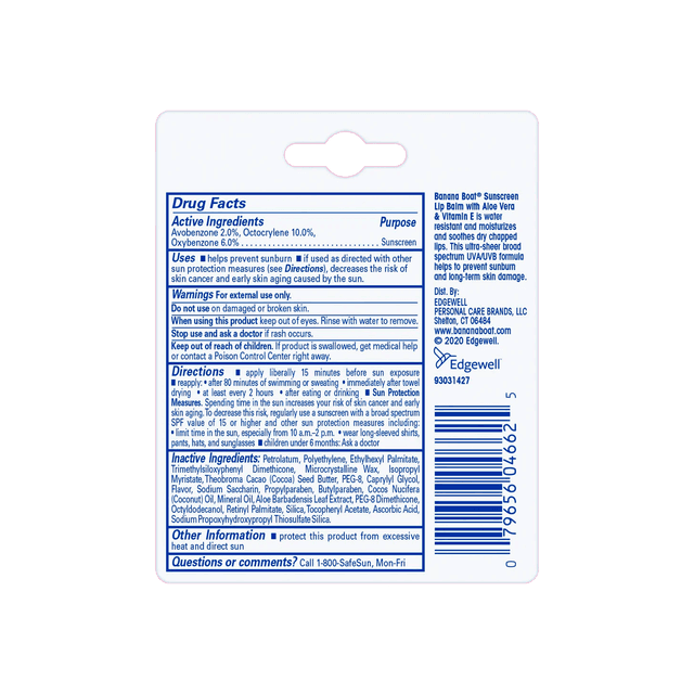 BANANA BOAT - БАЛЬЗАМ ДЛЯ ГУБ АЛОЭ ВЕРА SPF 45