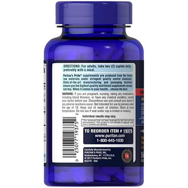 Puritans Pride Triple Strength Glucosamine Chondroitin с витамином D3 в капсулах, 80 шт.