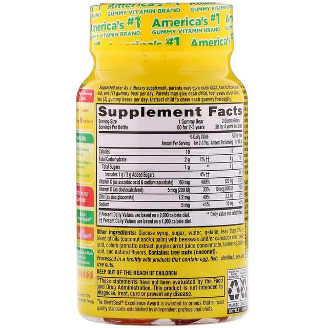 L'il Critters, Immune C плюс цинк и витамин D, 60 жевательных таблеток