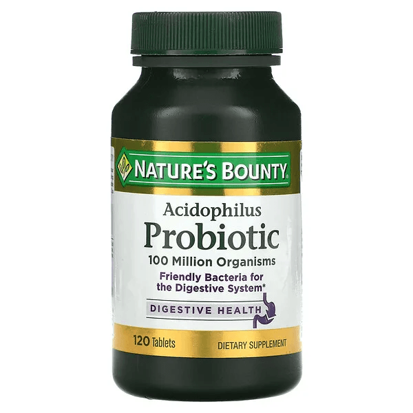 Nature's Bounty, пробиотик с ацидофильными лактобактериями, 120 таблеток